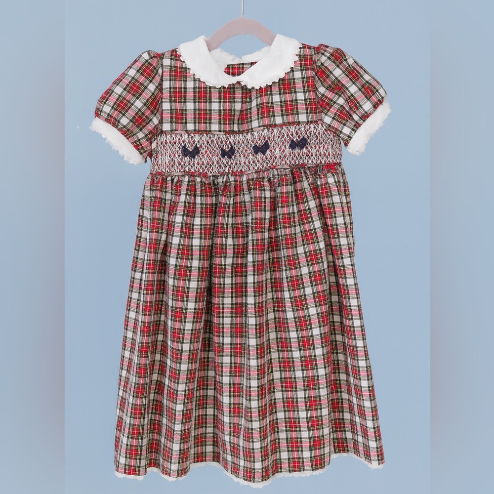 ✨ Little Bitty Plaid Smocked Holiday Dress - Size 6